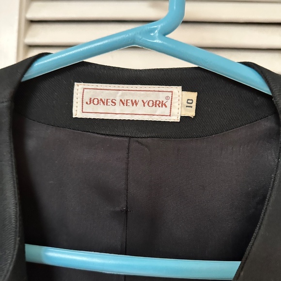 Vintage 90s Jones New York Wool Covered Button Black Jacket Small - Picture 4 of 12